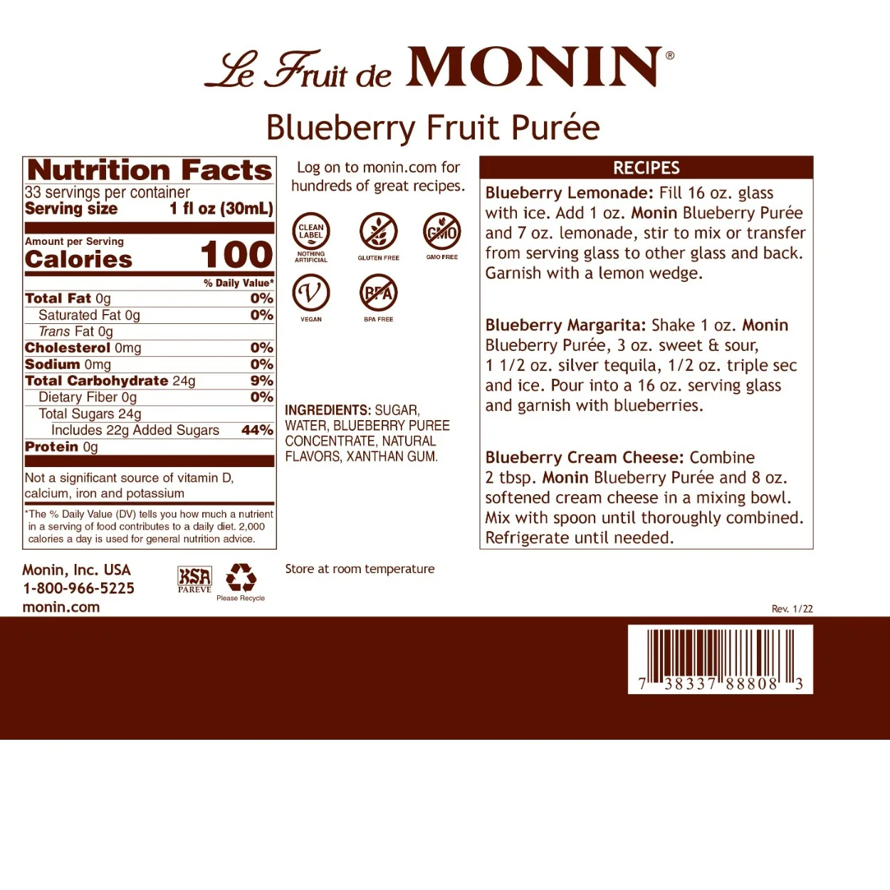 Monin Blueberry Puree - Image 2