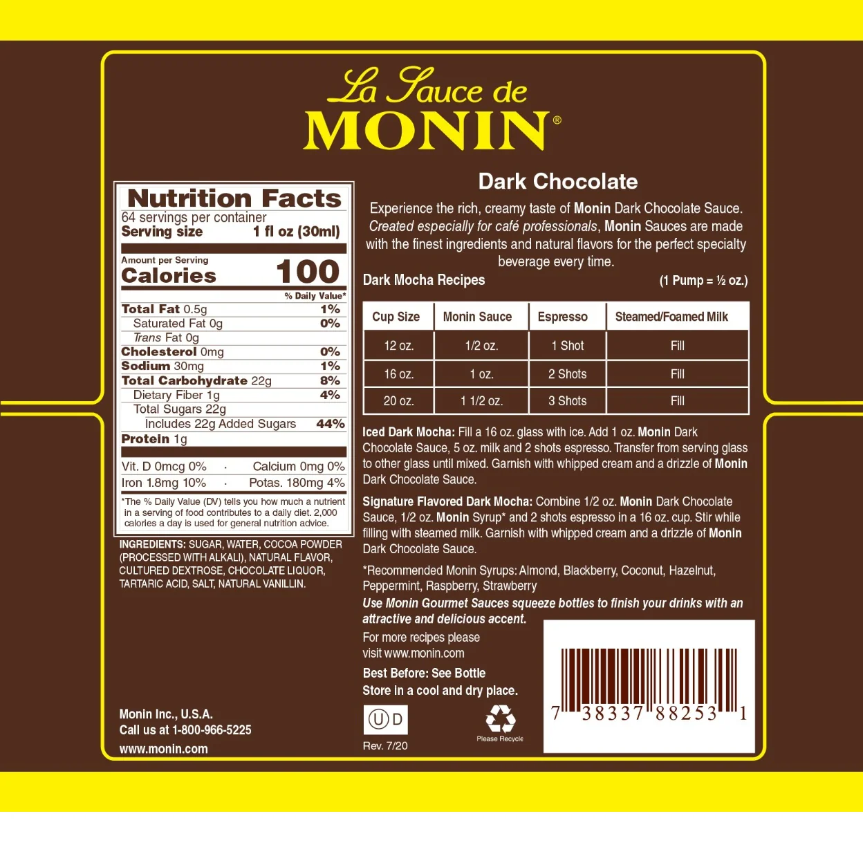 Monin Dark Chocolate Sauce - Image 4